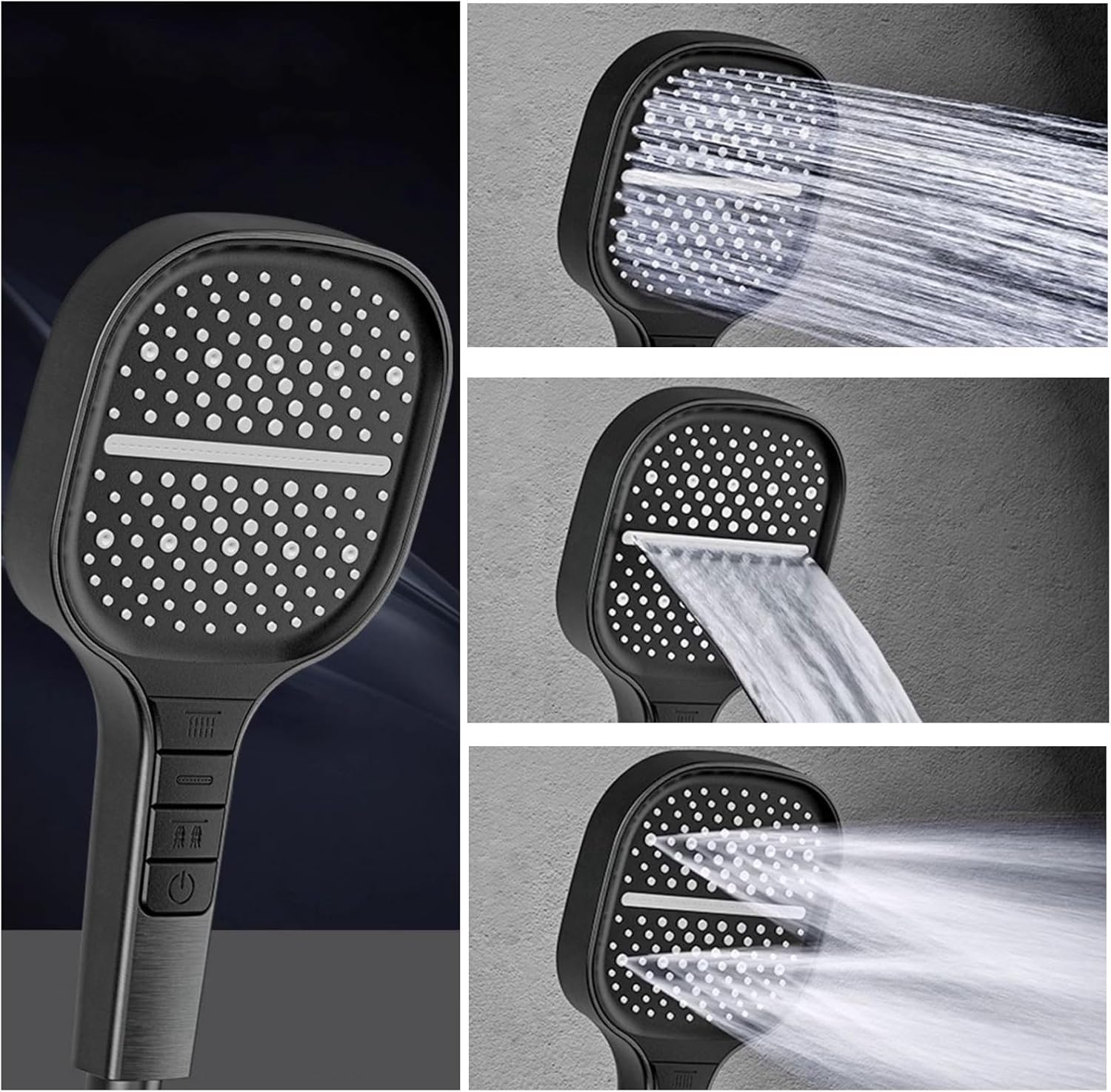 Thermostatic Shower System, Digital Display Bathroom Shower Faucet Set 5 Function Shower Fixtures Shower Kit with 2 Modes Rain Shower Head, Handheld Shower Head