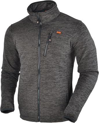 Mens Full-Zip Knit Jacket with Stand Collar & Zipper Pockets for Outdoor & Daily Wear