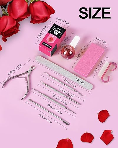 Miniatura 7 de MORGLES Kit removedor de cutículas, lima de uñas 100180 y bloques de pulidor de uñas, 1 aceite de cutícula rosa y herramientas profesionales de