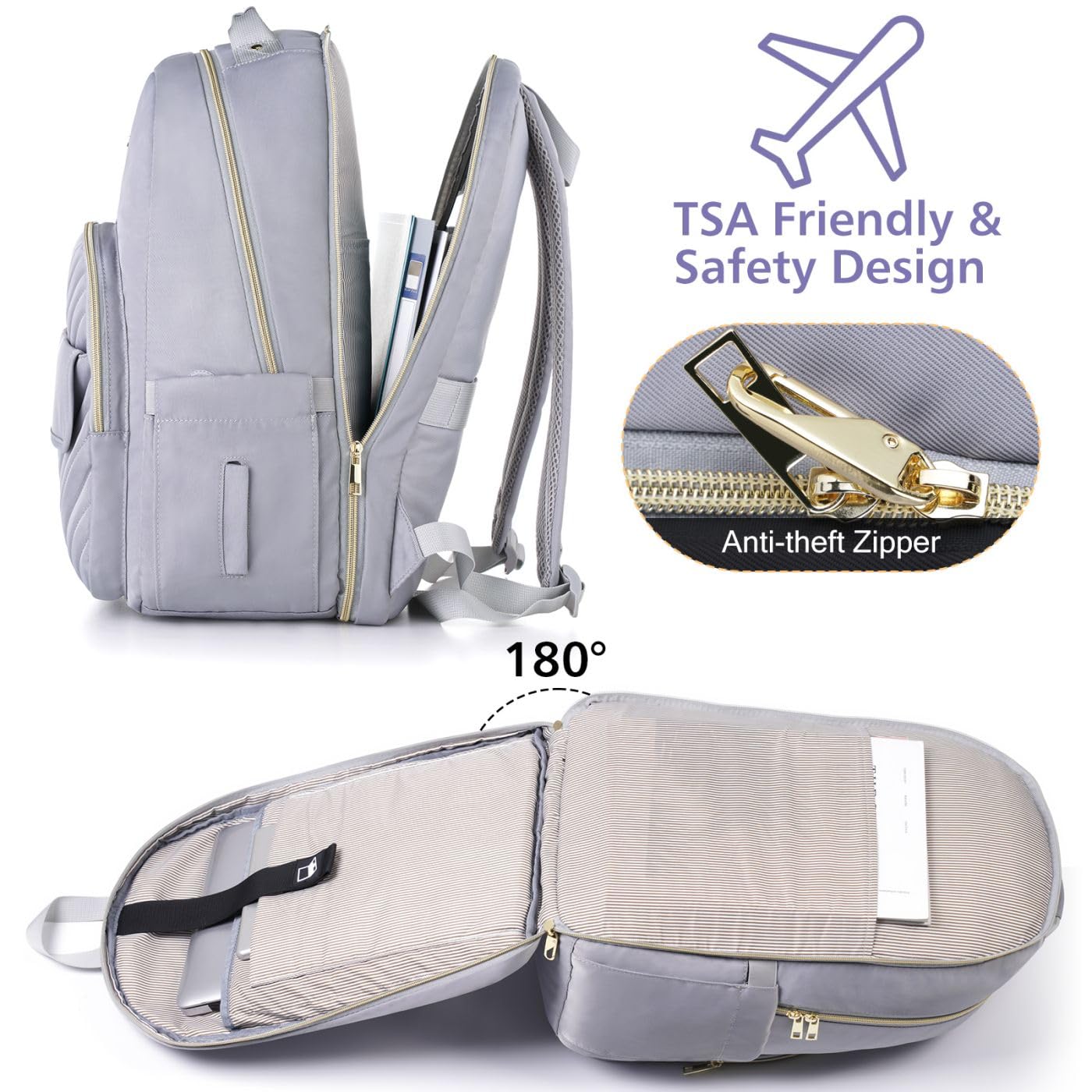 Sac à Dos Femme Sac à Dos pour Prdinateur Portable 17,3 Pouces pour Collège Voyage Loisir Travail Affaire