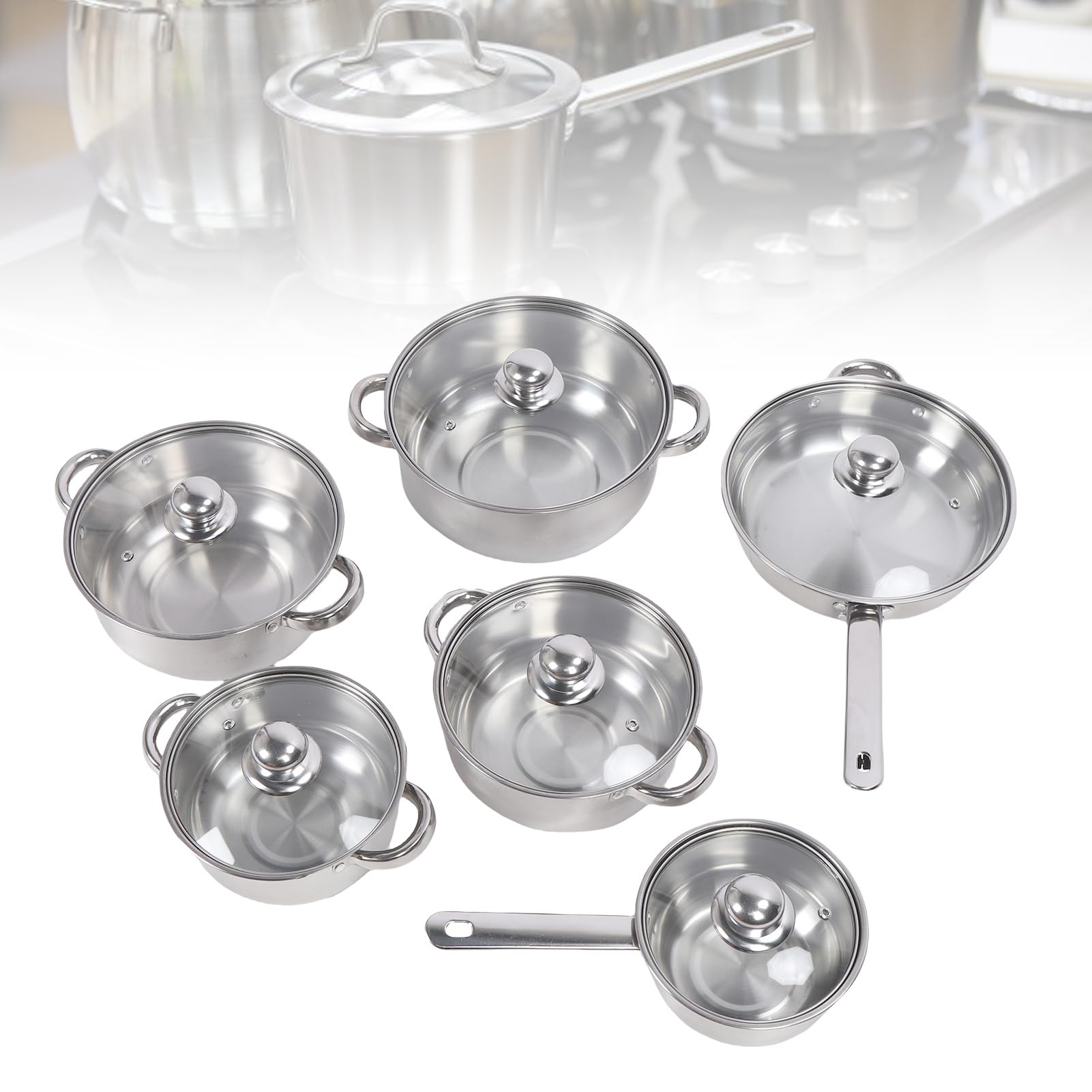 Set di pentole in acciaio inossidabile da 6 pezzi con coperchi anche per riscaldare pentole e padelle ispessite per la