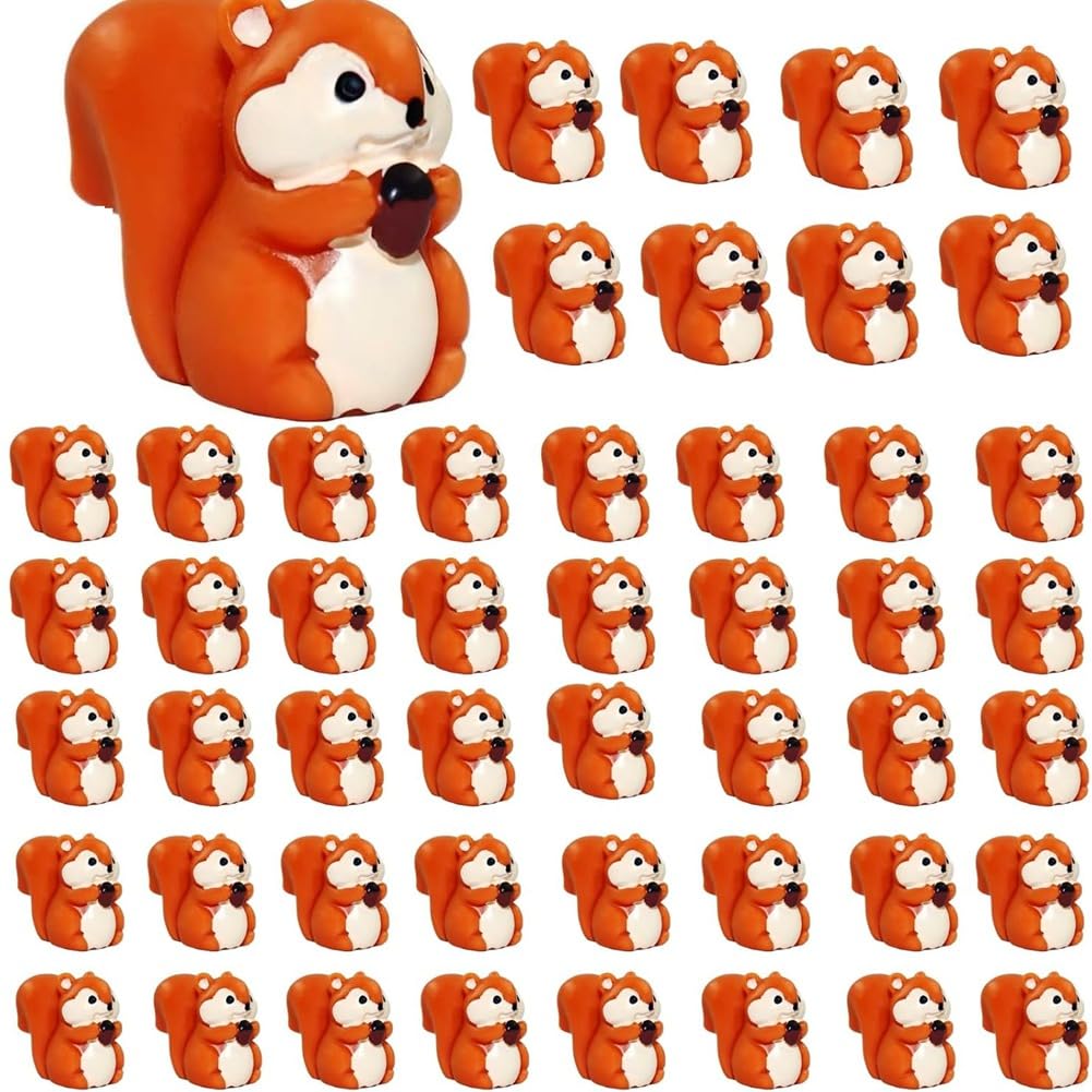 CTRLZS For Micro Landscape Moss for Garden Accessories- Mini Resin Squirrel Figurines(100 Pcs) Miniature Bulk Adorable Small Squirrels