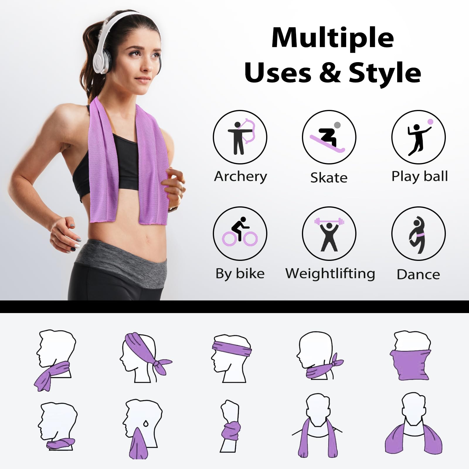 Ymomode Cooling Towels - 5 Pack Gym Towels, Gym Towel for Working Out, Yoga Towel, Quick Dry Towel for Running, Camping, Fitness & More Activities