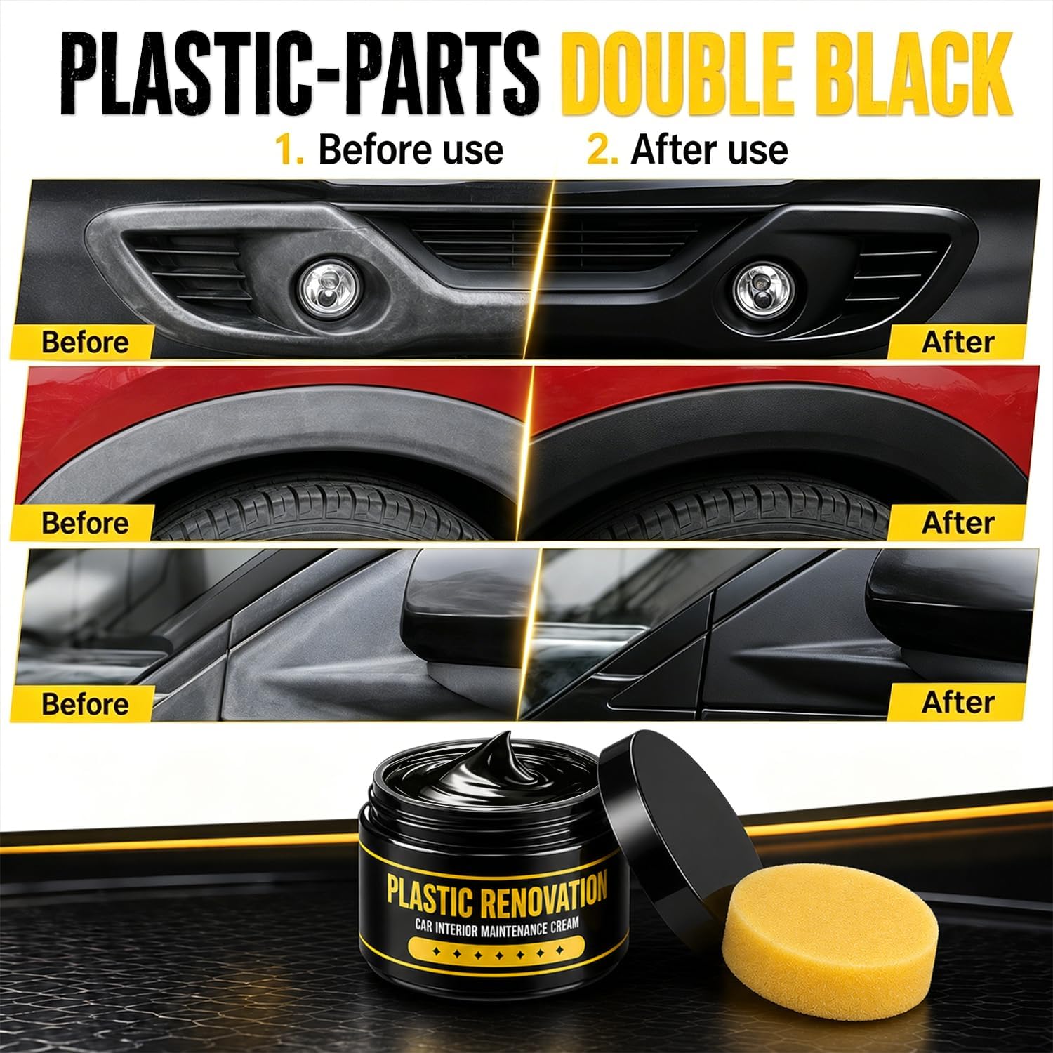 2026 New Tire Nourish Wax Cream, Powerful Wheel Cleaning Tire Waxs, Protection Waterproof Anti‑Crack Refurbish Coating for Car Truck Motorcycle Tires & Plastic Trim (2pcs)