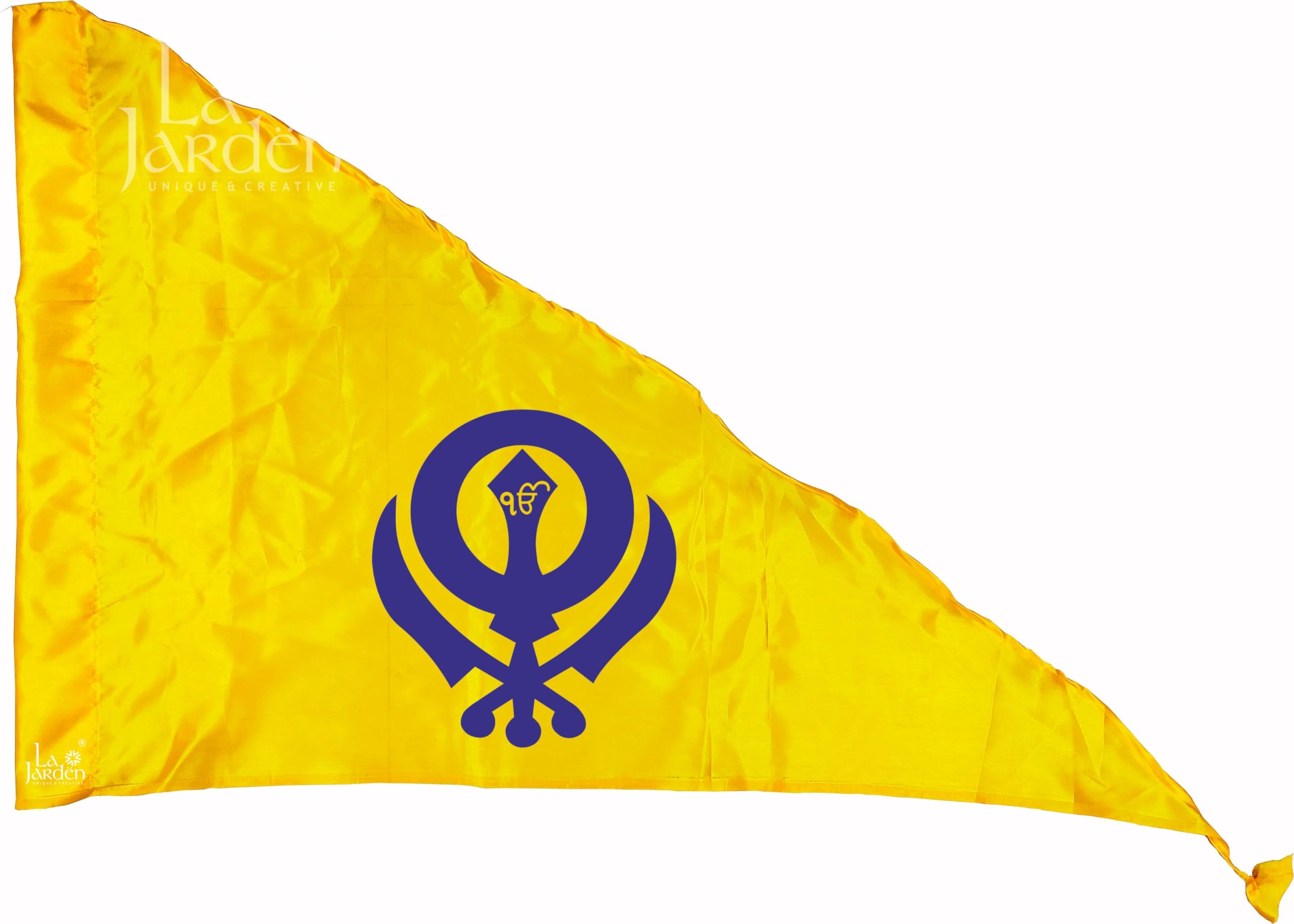 See full amazon price history chart for La Jarden Yellow Medium Size Sikh Gurudwara flag, Holy triangular made of silk / satin cloth, Printed with traditional symbol of the Khalsa Panth alongside the "IK ONKAR" in royal blue 1 nos. (26X40 inches) La Jarden Yellow Medium Size Sikh Gurudwara flag, Holy triangular made of silk / satin cloth, Printed with traditional symbol of the Khalsa Panth alongside the "IK ONKAR" in royal blue 1 nos. (26X40 inches) (B0CTRQHJN3) Amazon Price History, Amazon Price Tracker