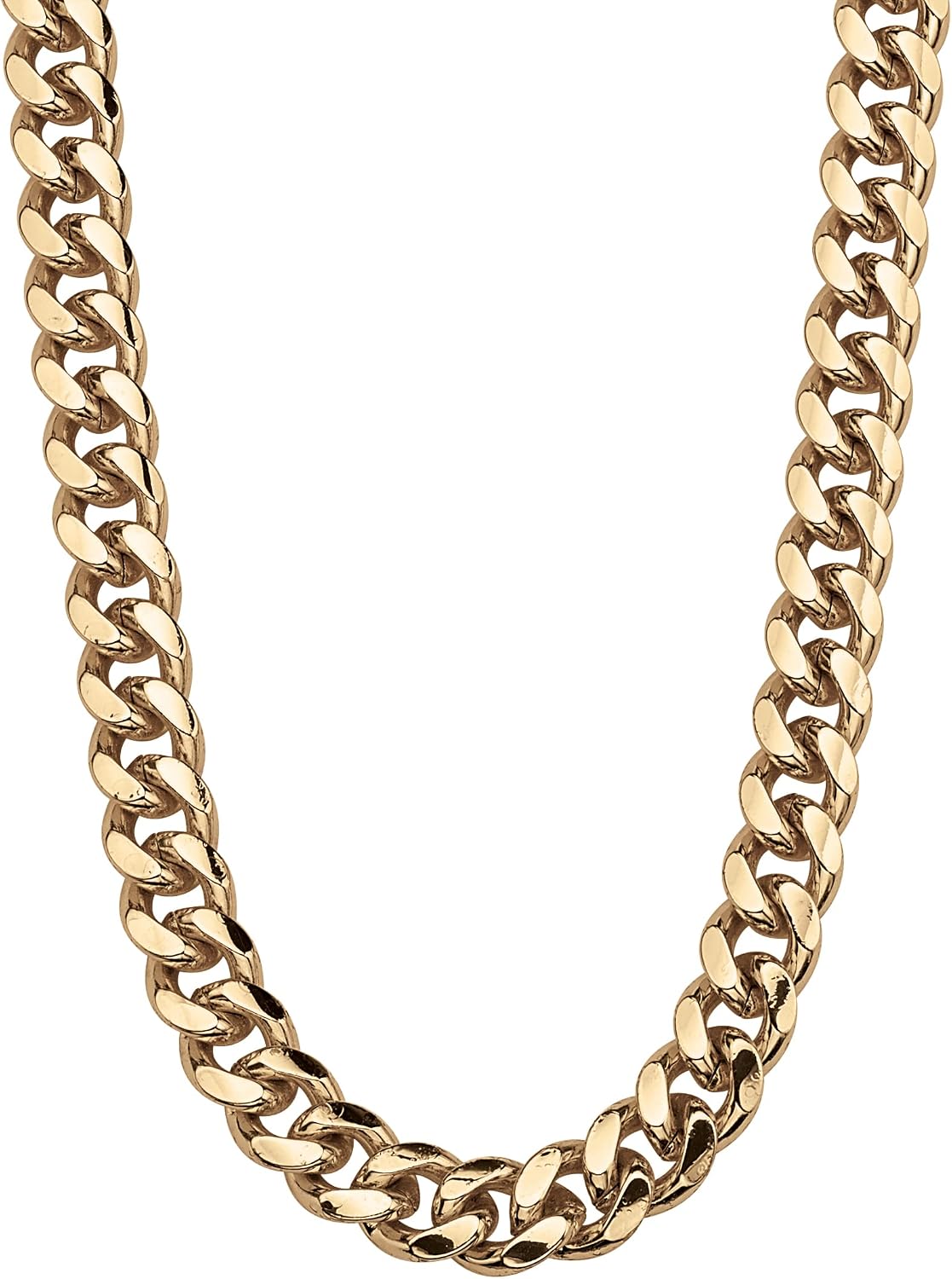 PalmBeach Men's Goldtone Curb Link Chain Necklace (10.5mm), Lobster Claw Clasp, 30 inches
