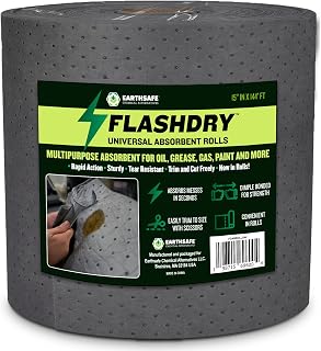 FlashDry Universal Spill Absorbent Roll - 15" x 144 ft Premium Oil & Chemical Pads, Tear-Resistant, 100ct Dispenser Box