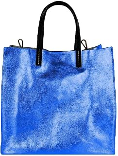 Ladies handbag made of genuine metallic leather made in Italy