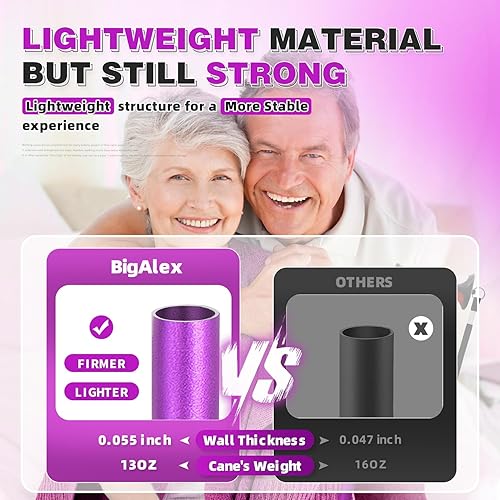 Miniatura 8 de BigAlex Bastón ligero para caminar, mango suave para personas mayores, palo portátil plegable ajustable para mujeres y hombres, ayuda de movilidad
