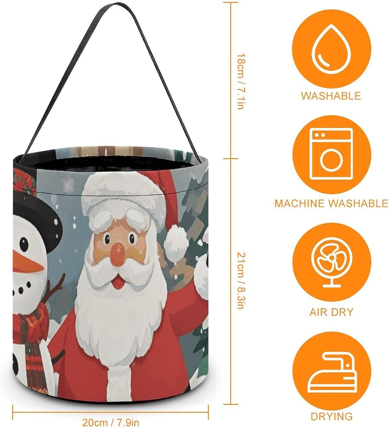 Reusable Santa Claus Snowman Halloween Candy Bucket with Handle image 2
