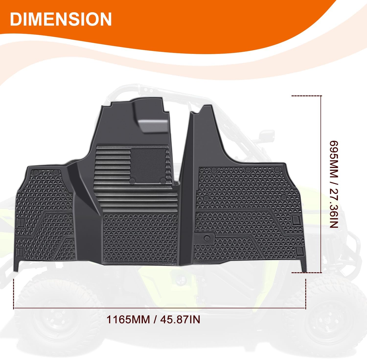 Front TPE Floor Mat Compatible with 2021-2025 Honda Pioneer 520; 2015-2023 Pioneer 500 Accessories Anti-Slip Front Row Floor Slush Liner All Weather Protection Replacement for 0SP63-HL5-101 - Image 5