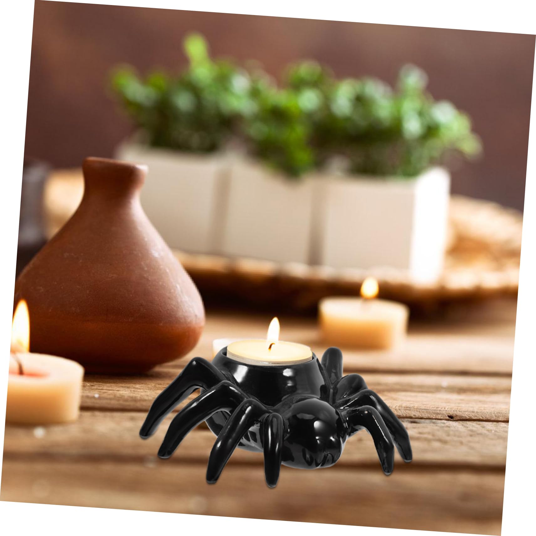 Halloween-Spinnen-Kerzenhalter Set (3 Stück) – Gruselige Tischdeko, 24 Cm, Schwarz, Für Partys & Deko
