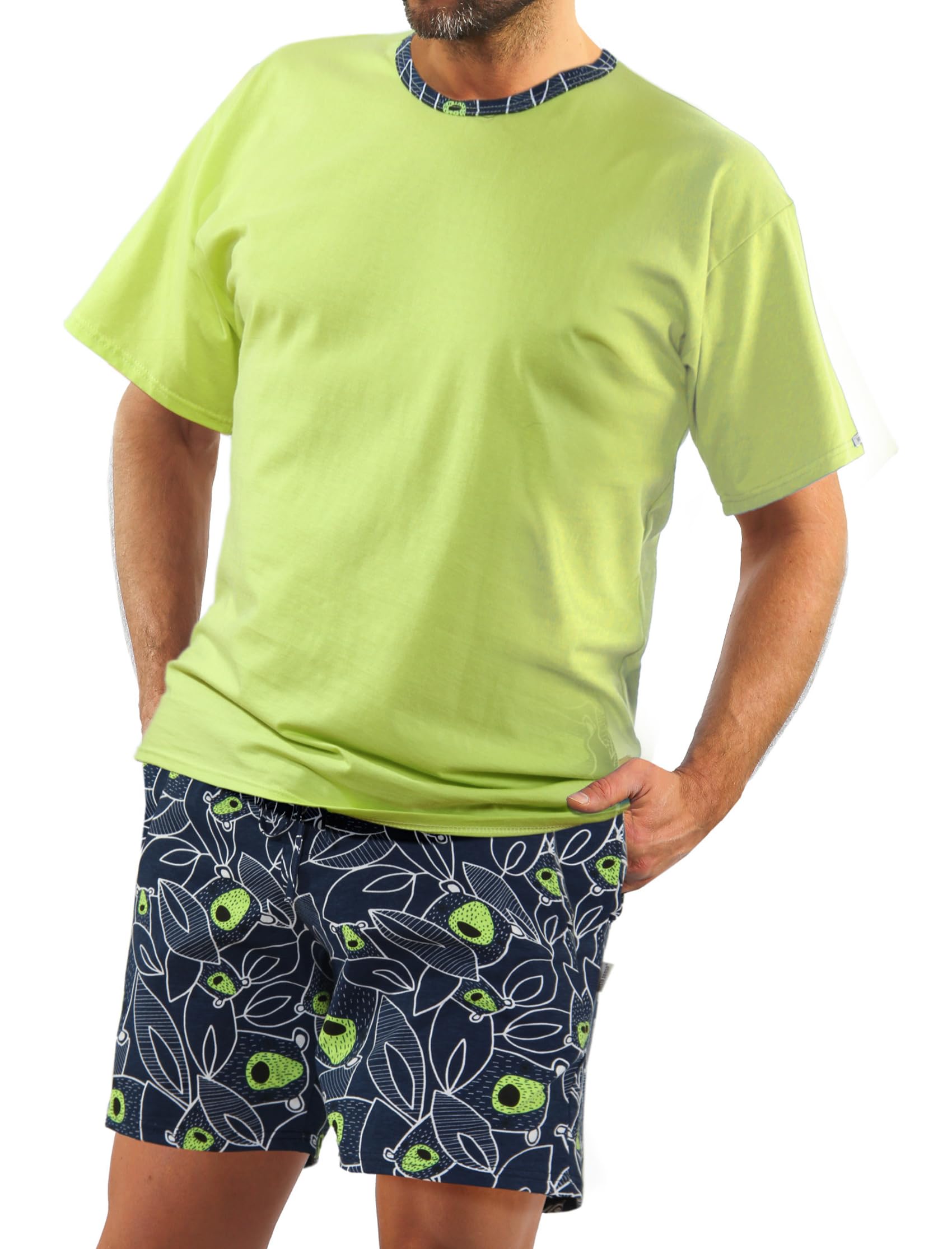 sesto senso Pigiama Uomo Corto Cotone Biancheria da Notte Pigiami Due Lingerie Maniche Corte Pantaloni Corti
