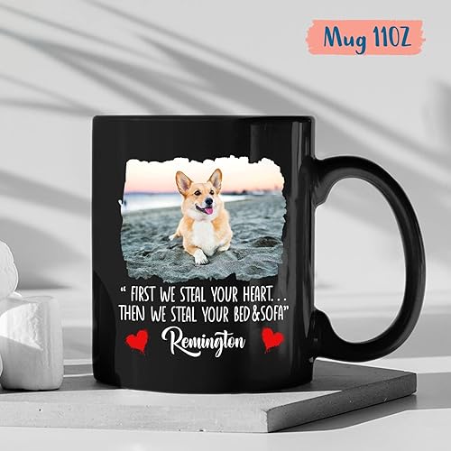 Miniatura 10 de Taza de cerámica personalizada con nombre de mascota, este humano pertenece a la taza de porcelana, taza de perro, regalo del dueño de mascotas de