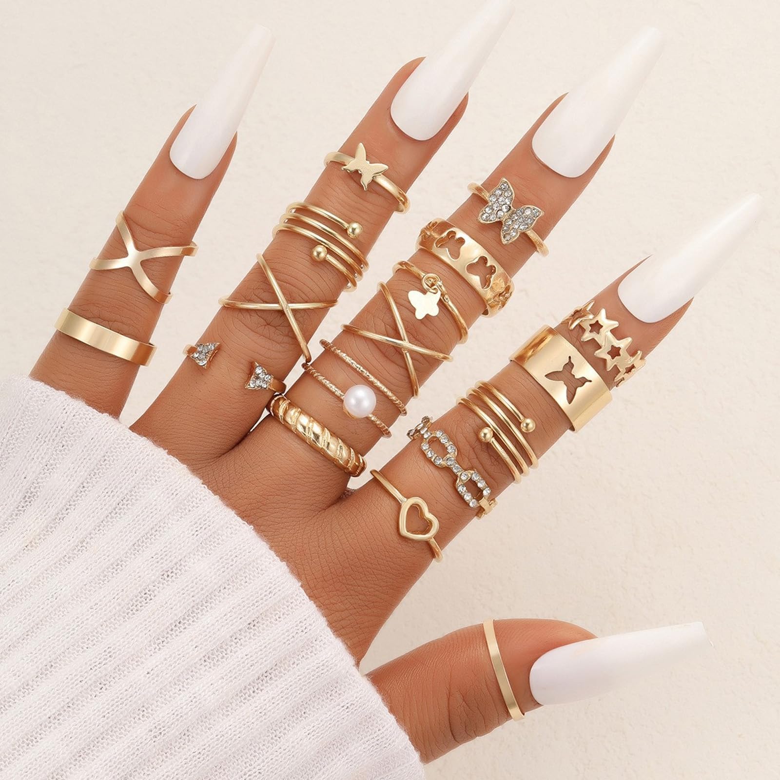 3 Pezzi/set Anello Aperto Alla Moda In Acciaio Inossidabile Con Decorazione A Linea, Adatto Per