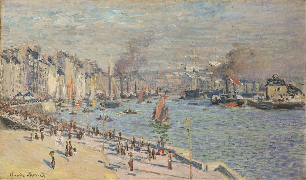 Tableau Claude Monet Port de Le Havre grand cadre marron