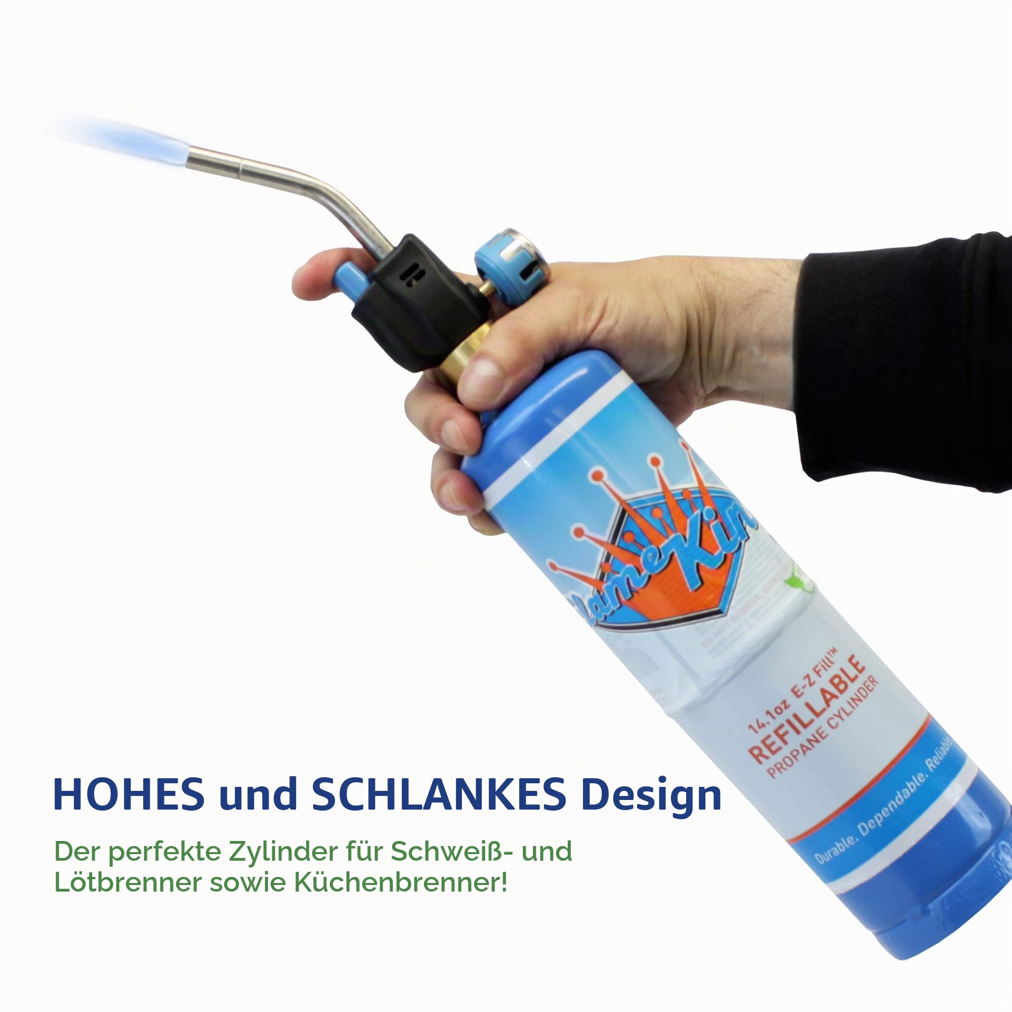 Flame King FLMKNG141LP Leerer Propan-Schweißzylindertank, wiederverwendbar und transportierbar, sichere und legale Nachfülloption, 450 ml, Blau