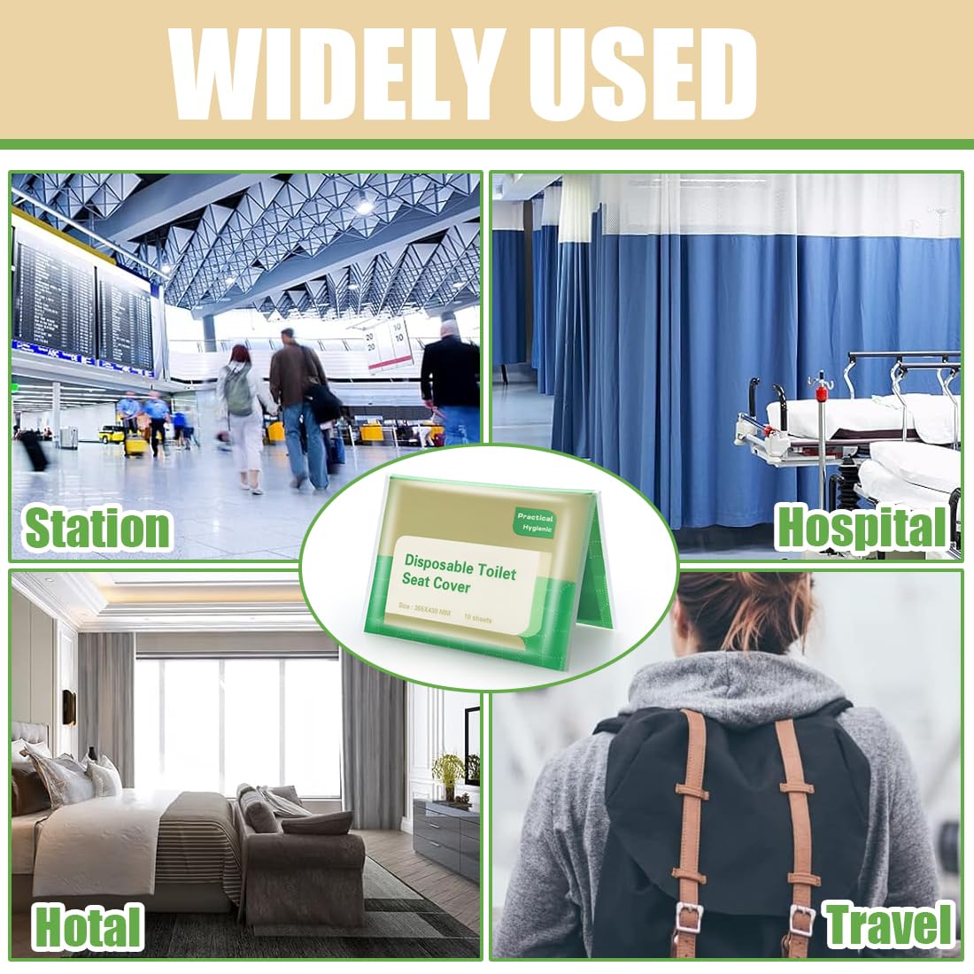 Copriwater Usa e Getta Biodegradabili Viaggio Coprisedile Carta per Adulti Bambini WC Hotel Bagni Pubblici