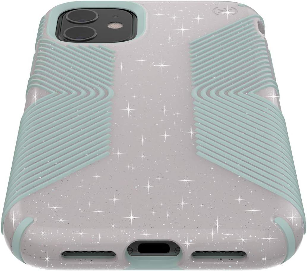 Crаzу Dеаlѕ Speck Products 130022-8537 Presidio Grip + Glitter iPhone 11 Case, Whitestone Grey Glitter/Blue