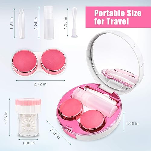 Miniatura 5 de Lasiyanor Kit de viaje para lentes de contacto con arandela limpiadora, caja de contacto portátil con pinzas de espejo, herramienta para quitar la