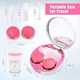 Contact Lens Travel Kit with Cleaner Washer, Portable Contact Box with Mirror Tweezers Remover Tool Solution Bottle for Daily Outdoor