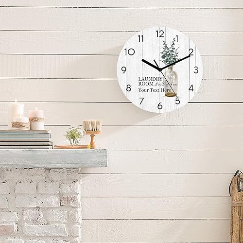 Miniatura 3 de Reloj de pared redondo personalizado, fácil de leer, analógico, rústico, funciona con pilas, silencioso, sin tictac, novedoso, para cocina, sala de