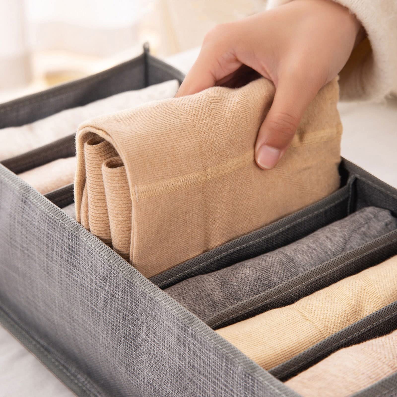 RWRAPS Boîte de Rangement avec Couvercle Organisateur de Placard en Tissu pour Chambre à Coucher, T-Shirts et Pantalons, Séparateur de Vêtements pour Le Rangement
