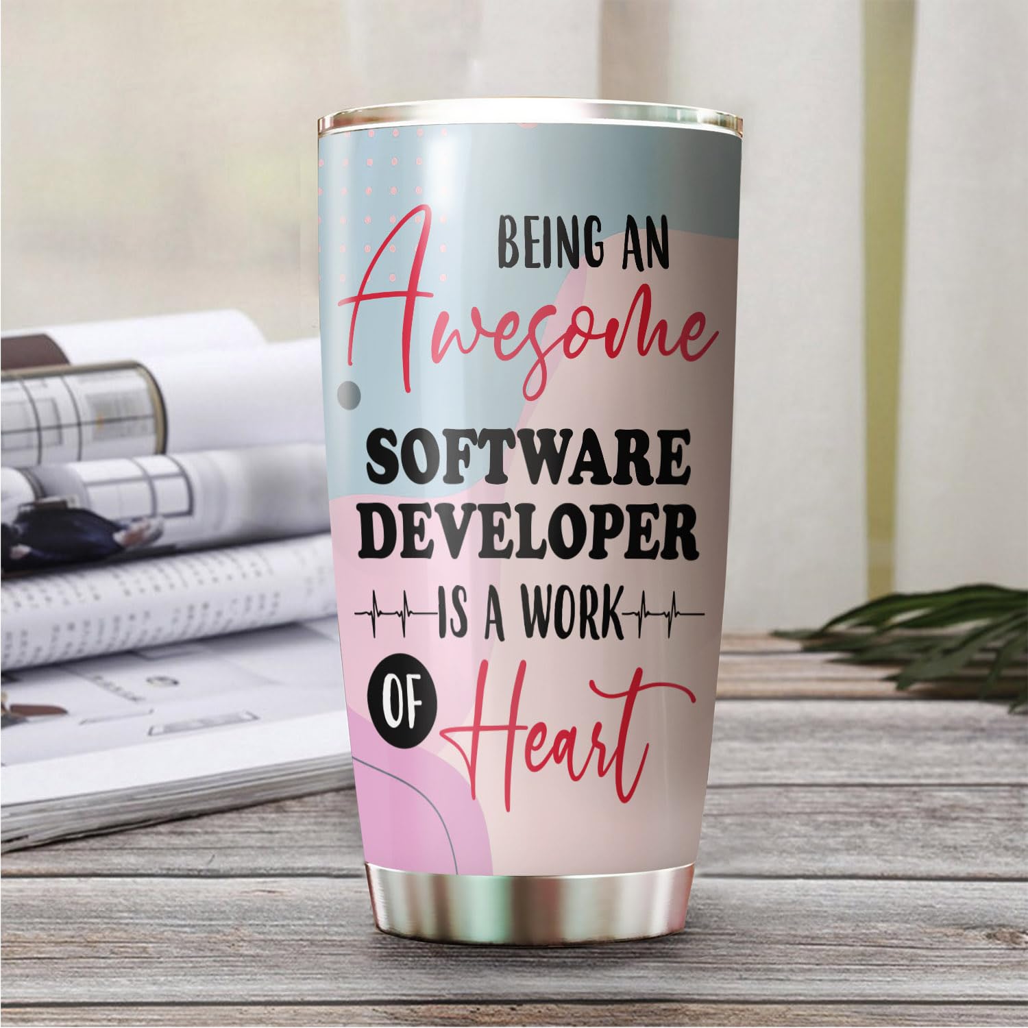 Awesome Software Developer Tumbler Stainless Steel 20oz, Funny Software Developer Gifts Bulk For Birthday Christmas, Software Developer Gifts For Men Women Office Coworker Driking Coffee Cup Humor