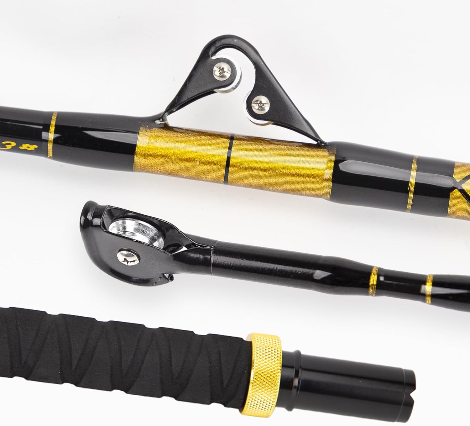 2-Piece Saltwater Offshore Bent Butt Trolling Rod, Conventional Boat Fishing Rod Heavy Duty Big Game Rods Deep Sea Fishing Pole (5'6", 30-50lb/50-80lb/80-120lb)