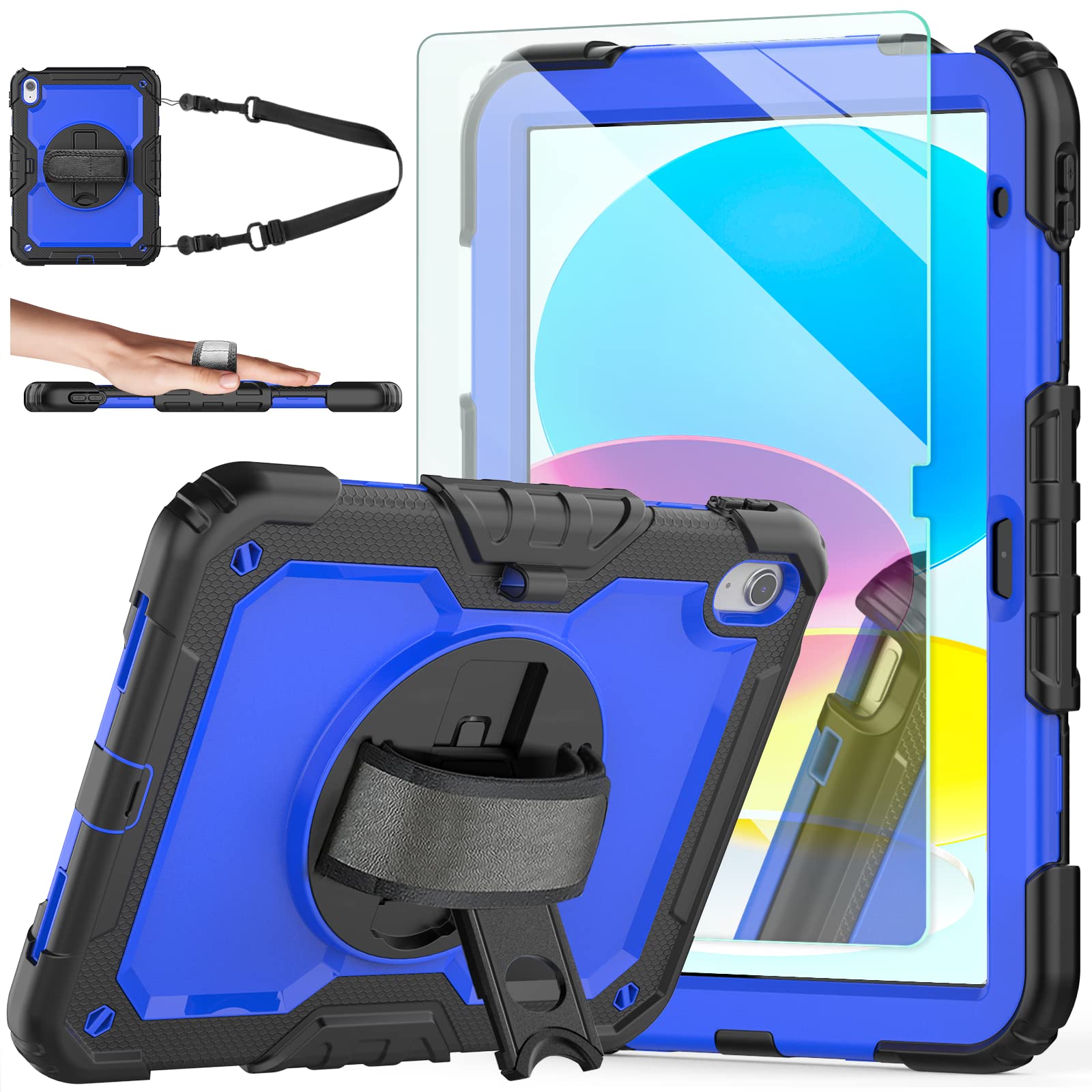 Ambison Case for iPad (A16) 11th/10th Generation 11''/10.9'' 2025/2022, [Kid Proof] Full Body Protective Case with 9H Tempered Glass Screen Protector,