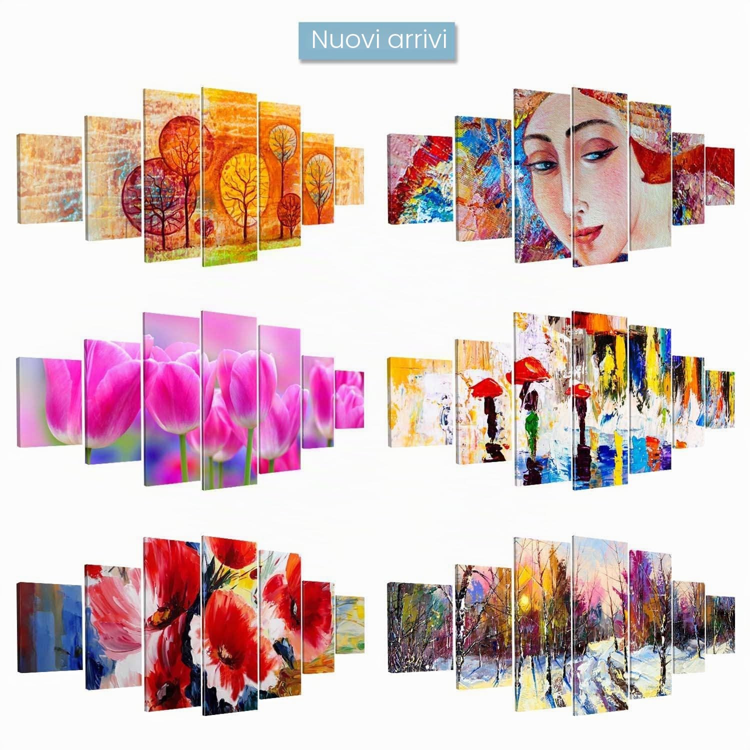 Startonight Grande Quadro su Tela Tramonto sul lago, Stampe Incorniciato e Pronta da Appendere Design Moderno Arredamento Arte Fotografia Formato XXL Multipannello di 7 Parti 100 x 240 CM