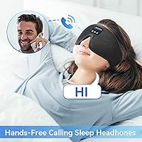 Vista 7 de Cubre ojos Bluetooth 5.0 inalámbricos 3D, audífonos para dormir lavables con altavoces estéreo ultradelgados ajustables, micrófono manos libres