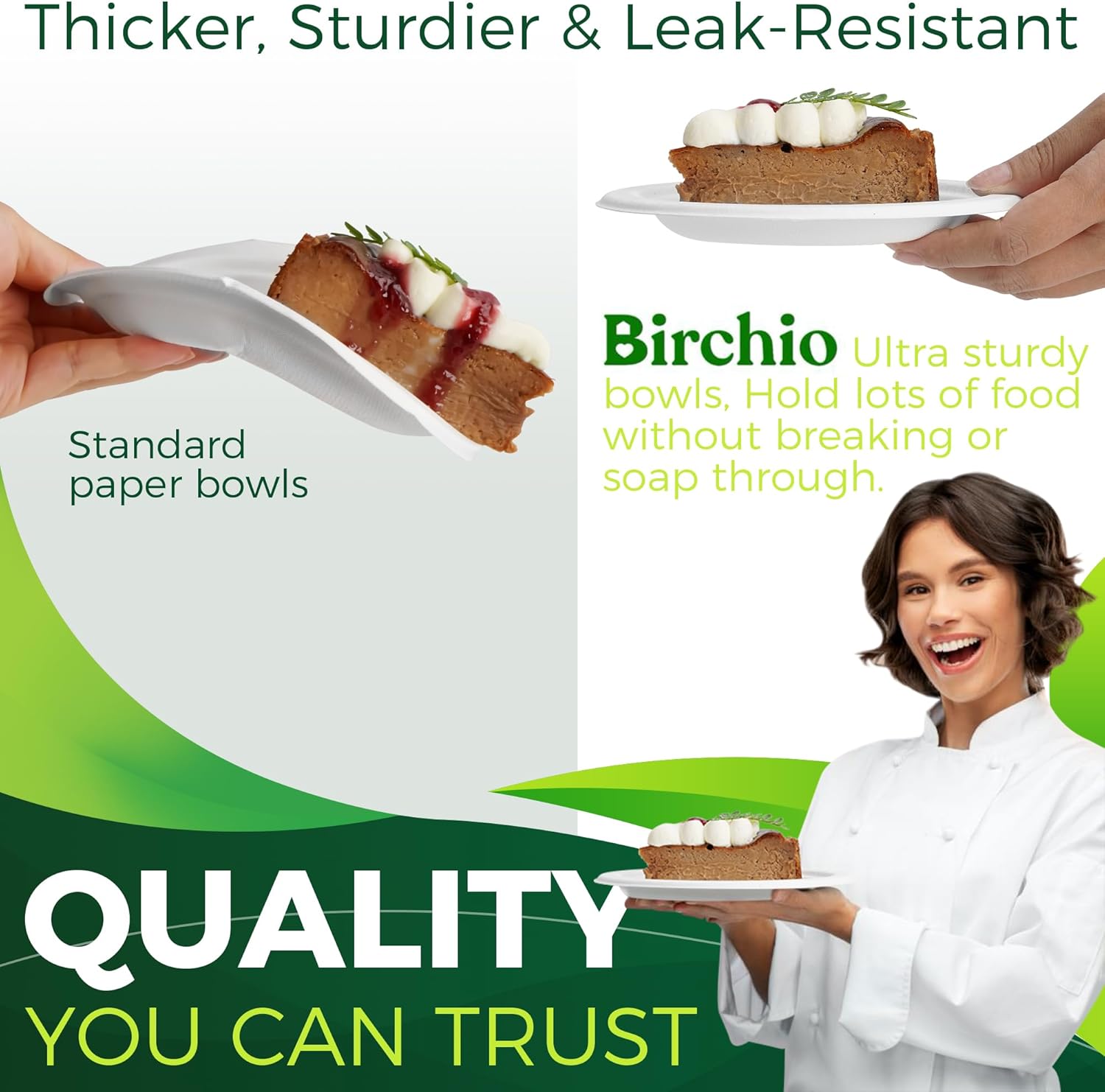 150PCS 100% Small Dessert Plates Disposable, 6 inch Paper Plates, Compostable Appetize Plates, Cake Plates, Biodegradable Made of Sugarcane Fiber - Image 4