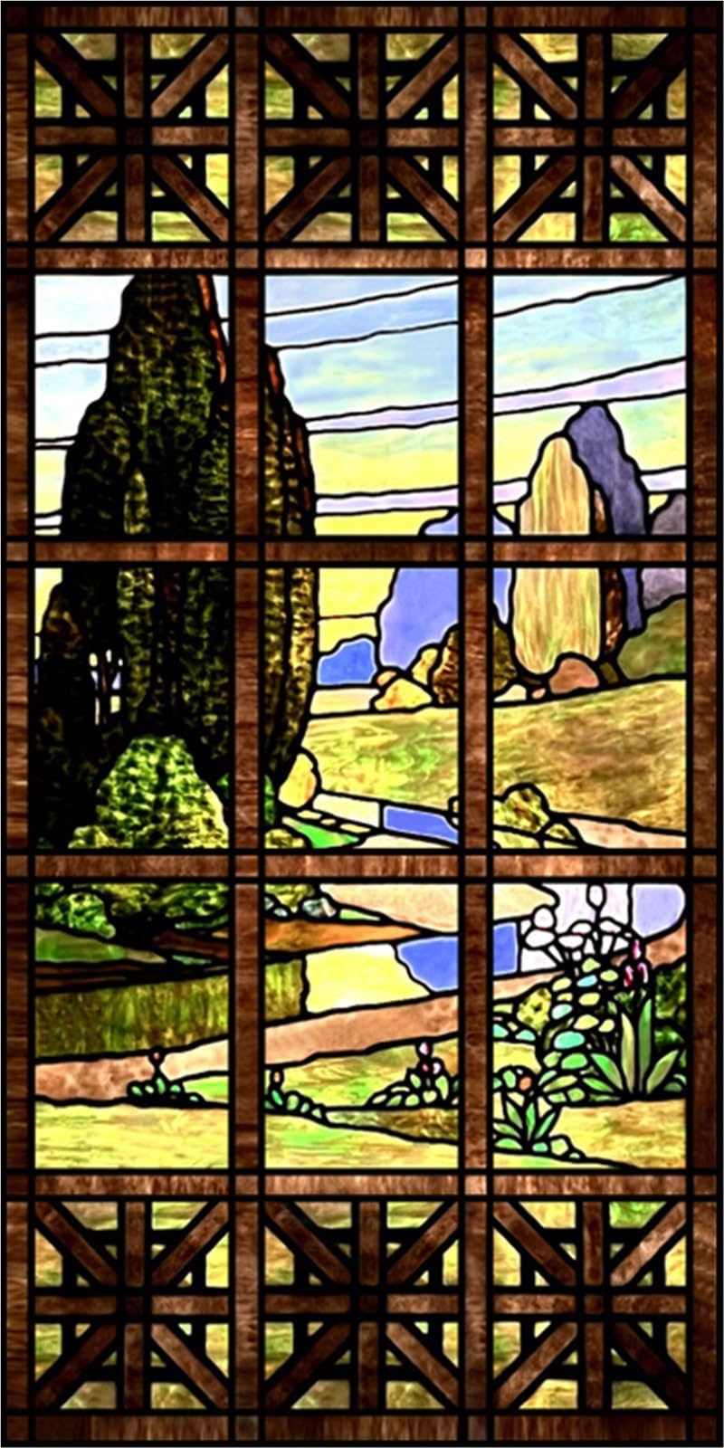 Stained Glass Window Film,Frosted Privacy, Static Cling,Vintage Colorful Stickers for Glass Windows(Color 4,50X100cm)