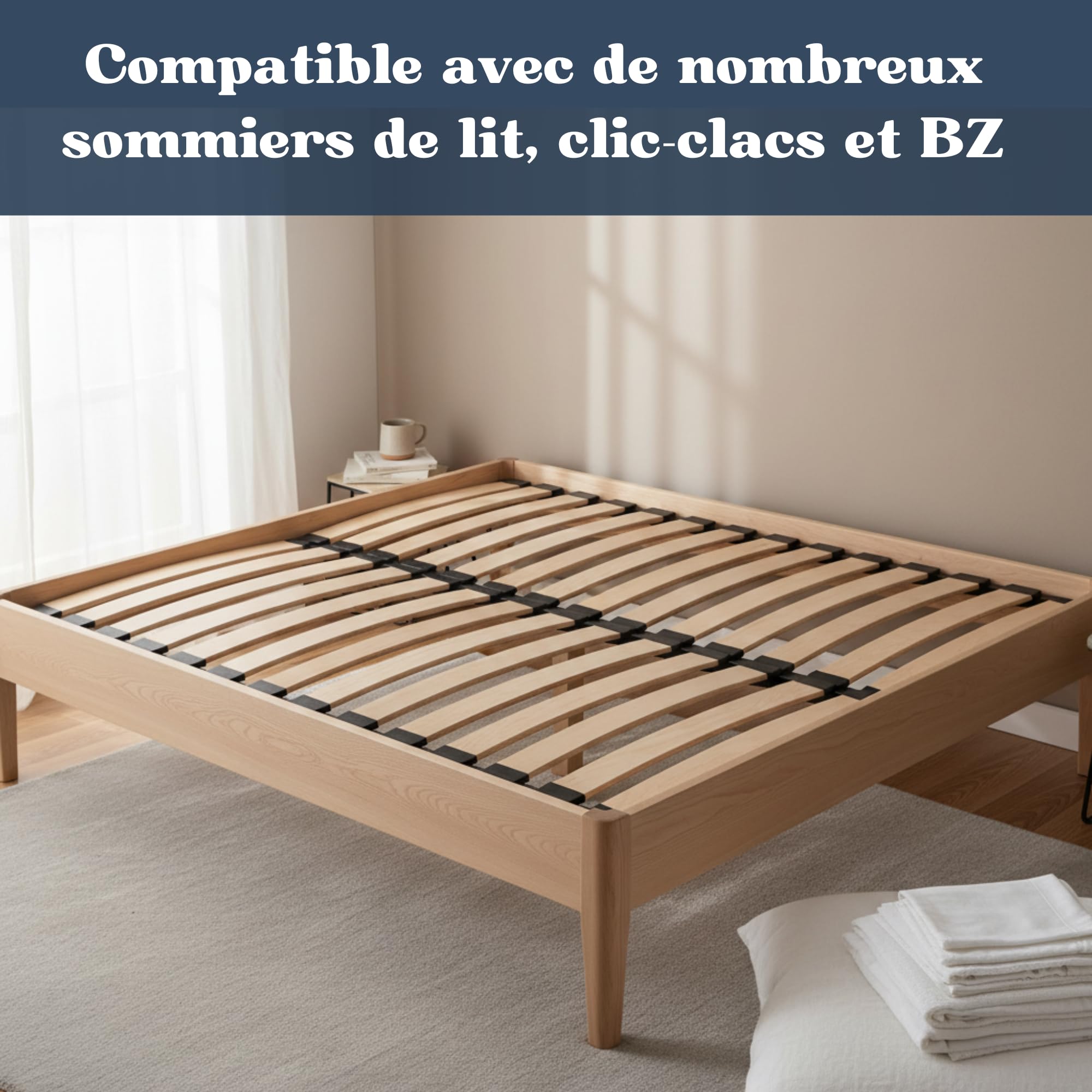 EQUIK PRODUCTS 10 Lattes pour Sommier et Lit 140x190 | Bois 7 Plis | 680x48x8 mm | Remplacement pour Clic Clac, BZ, Lattes Bois, Sommier à Lattes 68cm / 70cm