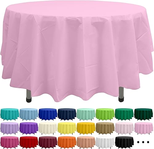 PARTY ULYJA Paquete de 2 manteles de plástico redondos de 84 pulgadas, desechables, color azul océano, resistentes para comedor, cumpleaños, boda,