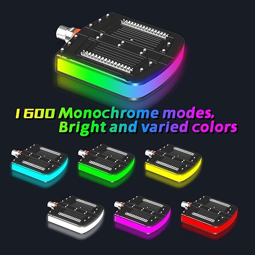 Miniatura 4 de Dream Color - Pedal de bicicleta con luz LED, pedal de bicicleta de nailon con 146 modos de persecución, recargable, impermeable, con husillo de