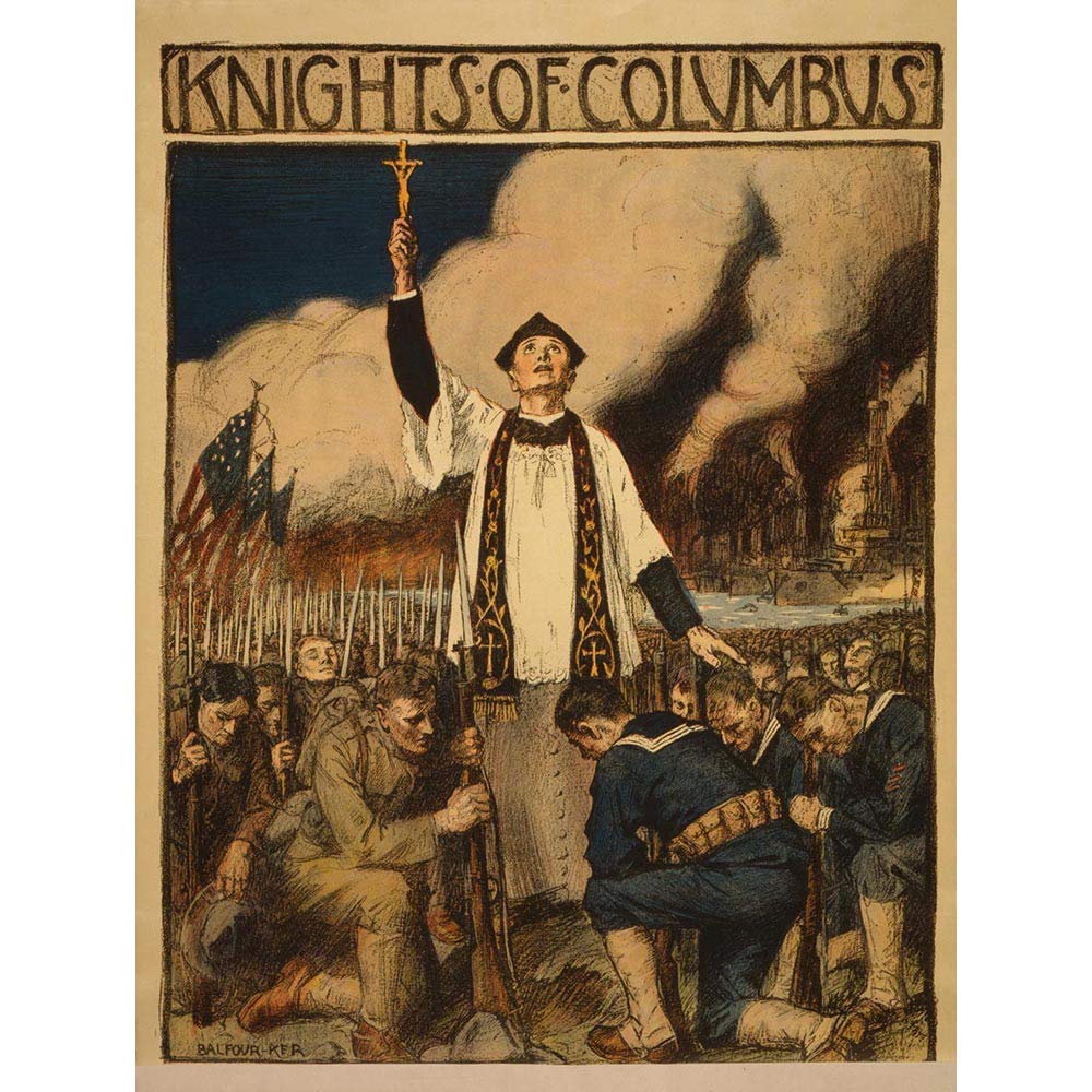 Wee Blue Coo War Wwi USA Knights Columbus Catholic Society Art Print Poster Wall Decor 12X16 Inch