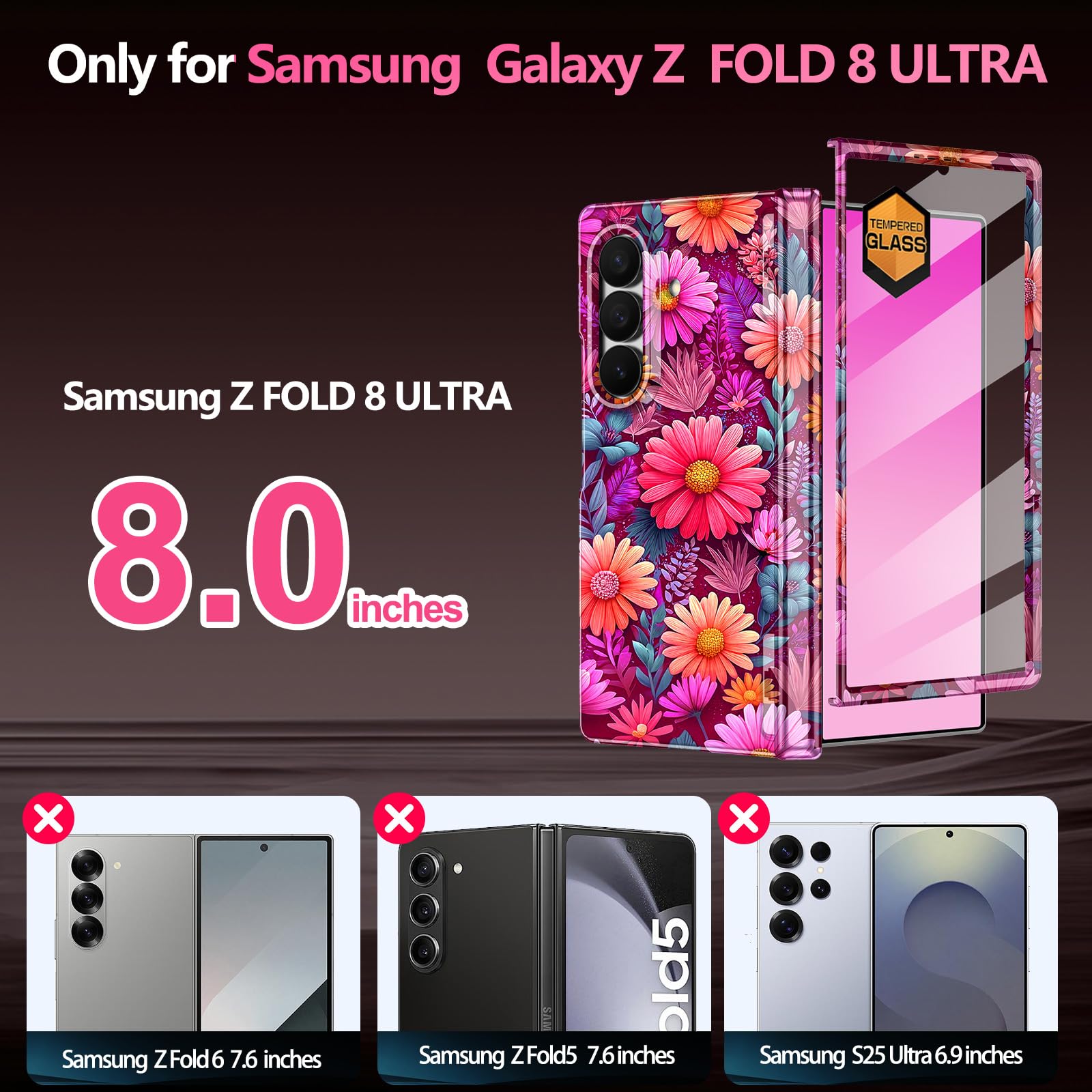 Hekodonk Custodia per Galaxy Z Fold 8 Ultra, compatibile con MagSafe, pellicola protettiva integrata per lo schermo, protezione con cerniera, sottile, magnetica, antiurto, per donne e ragazze, per