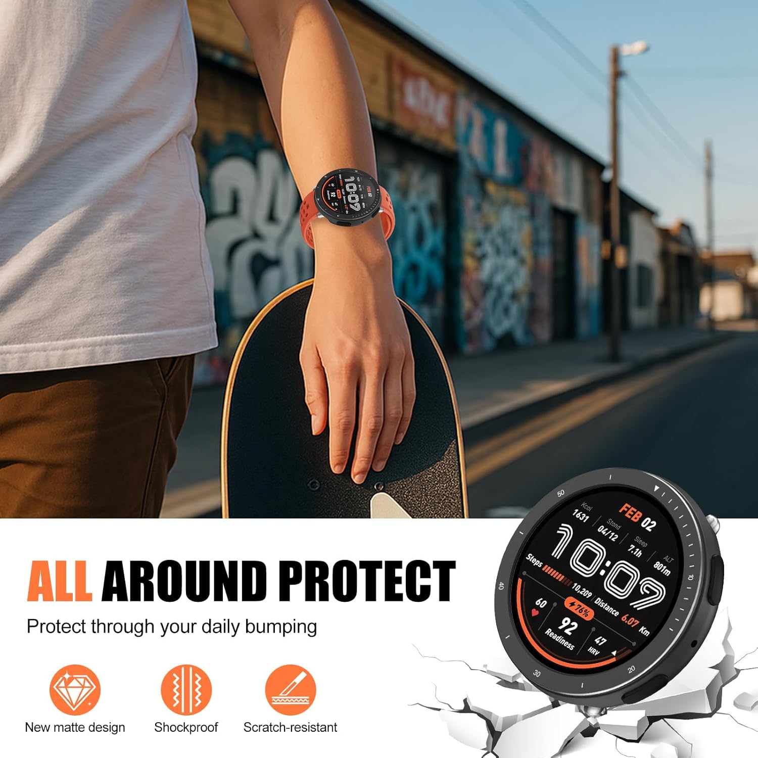 BEARDDO Metal Case for Amazfit Active 2 Smartwatch 44mm, 2 in 1 Stainless Steel Bezel & TPU Back Cover with Cleaning Cloth Accessories,Rugged Shockproof Protector for Active 2 Round Men Women Black - Image 3