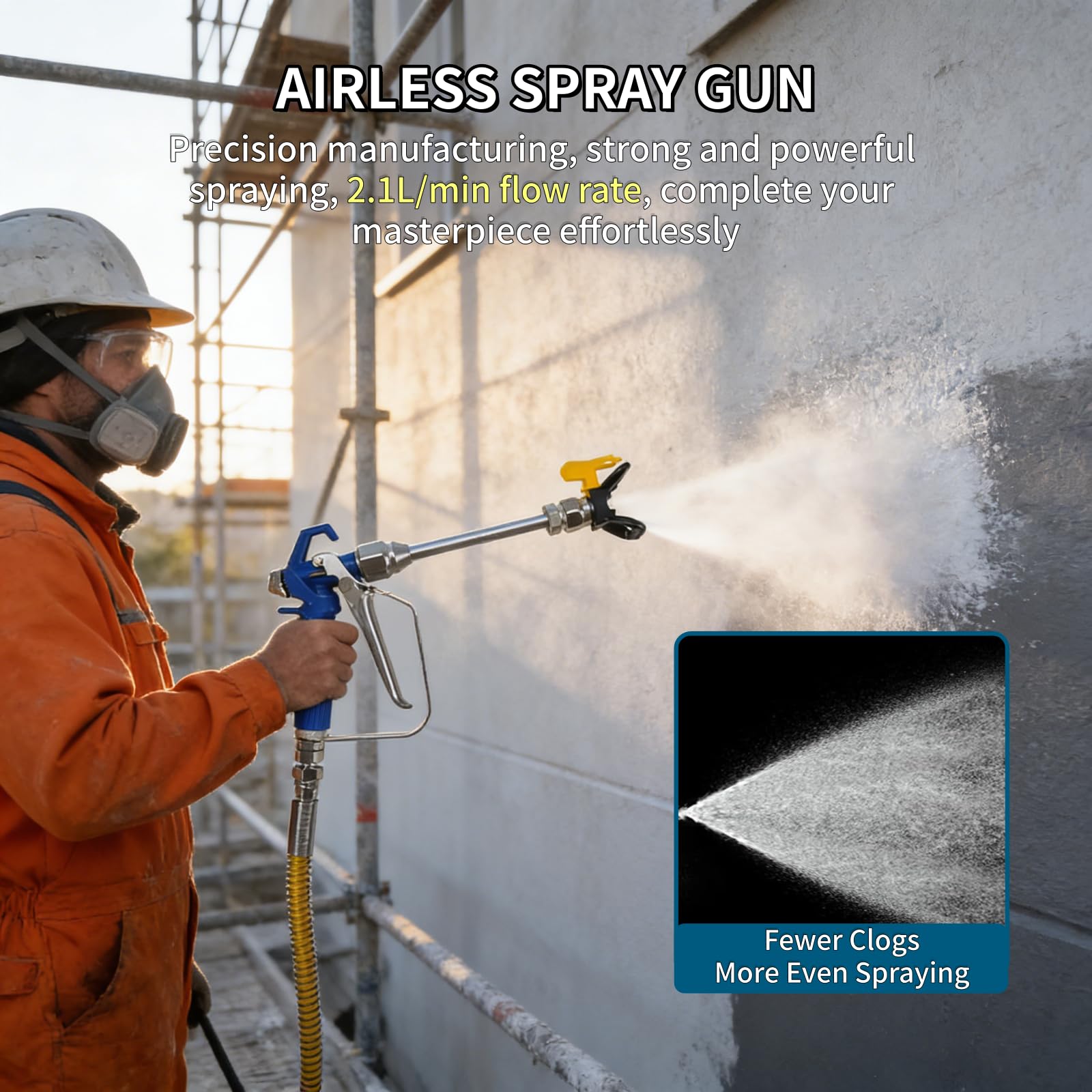 Pulverizador de pintura sin aire de alta presión de 850 W para emulsión y pinturas de látex a base de agua, incluye manguera de 5 m para paredes y vallas interiores/exteriores