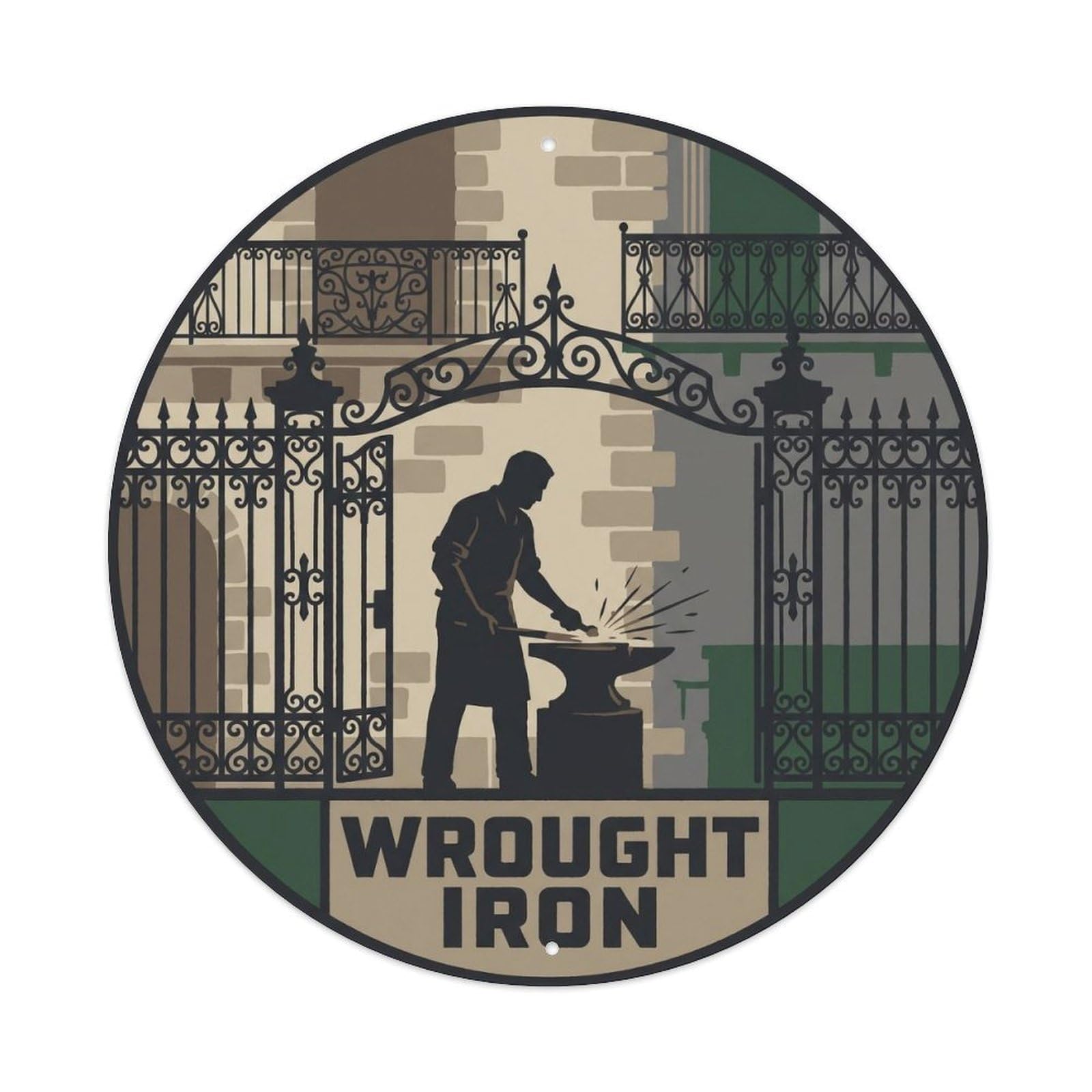 Olyhtr 8X8inch Classic Style Wrought Iron Heritage Mallorca Balearic Market Metal Tin Sign
