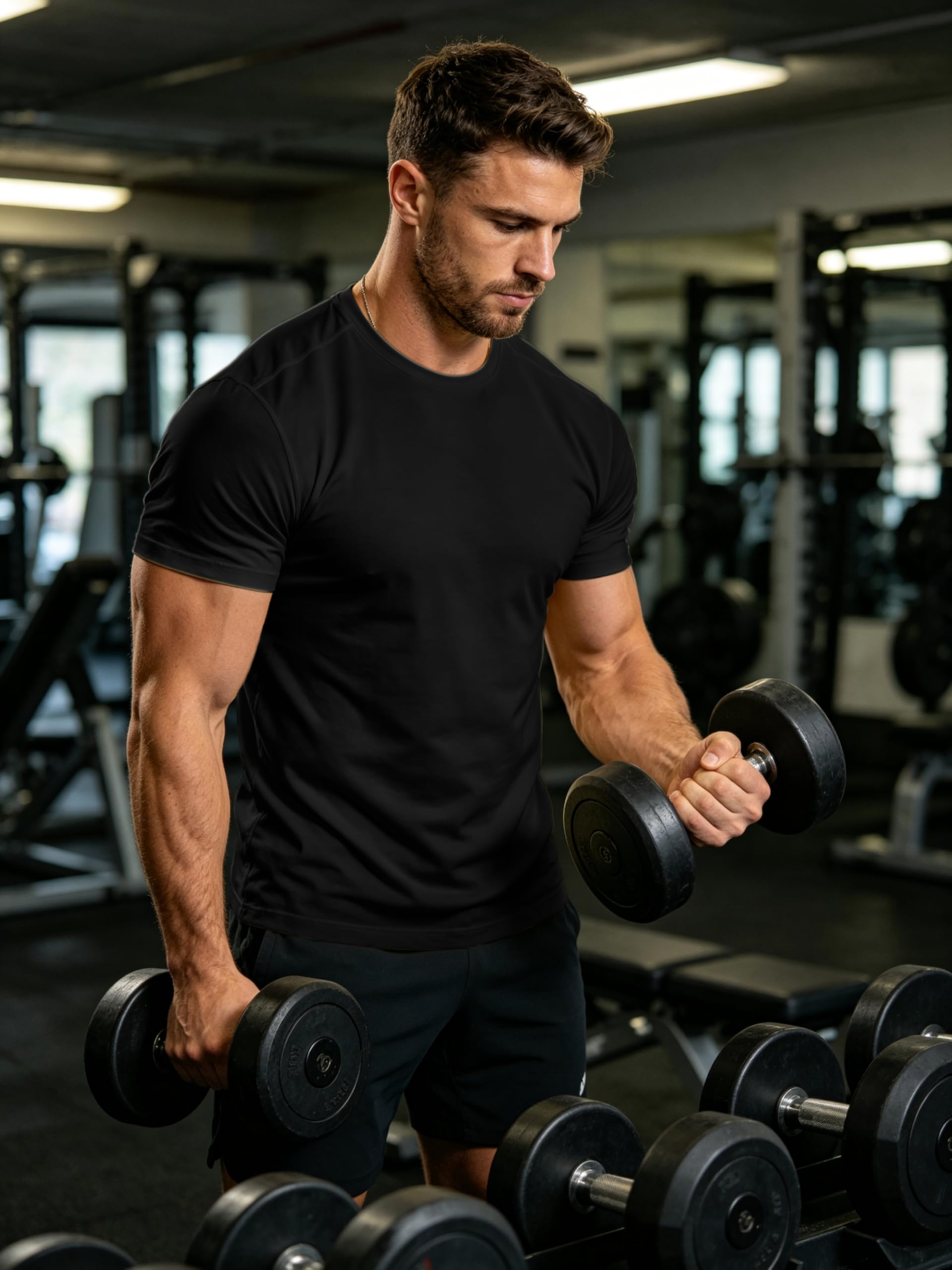 Camisetas de entrenamiento para hombre, absorbe la humedad, secado rápido, manga corta, gimnasio, rendimiento, camiseta deportiva