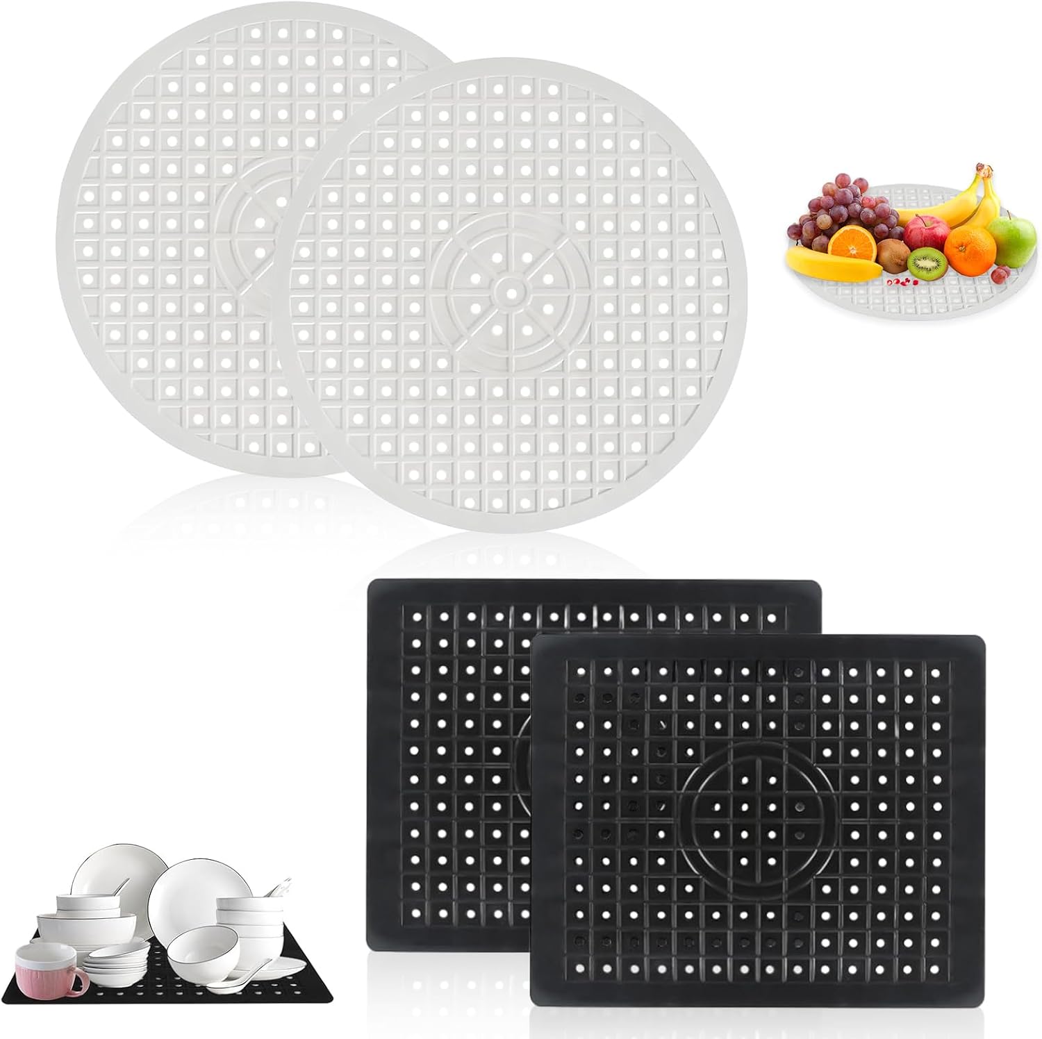 Sp lbeckeneinlage 4 PCS Sp lbeckenmatte Gummi Sp lmatte f r Sp lbecken rutschfeste Waschbecken Sp lmatte Zuschneidbar Drainagematte f r Sp lbecken Einlage Matte Badezimmer K che