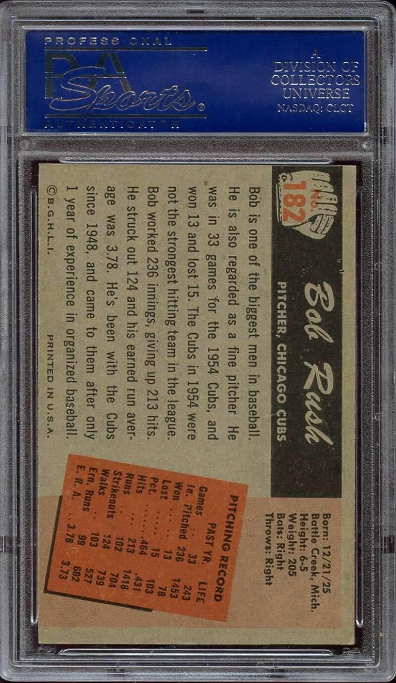 1955 Bowman #182 Bob Rush Chicago Cubs NM PSA 7 Graded Baseball Card MLB