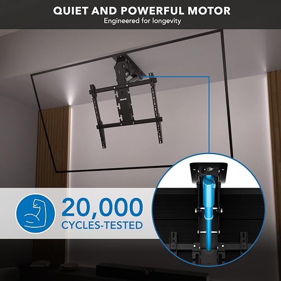 Mount-It! Motorized Ceiling TV Mount Silent Electric Flip Down TV Mount for 50-90 Screens, Retractable Drop Down Design, RF Remote, VESA Compatible, 88 lbs Capacity, Black