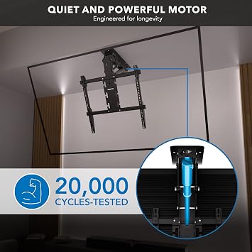 Mount-It! Motorized Ceiling TV Mount Silent Electric Flip Down TV Mount for 50-90 Screens, Retractable Drop Down Design, RF Remote, VESA Compatible, 88 lbs Capacity, Black
