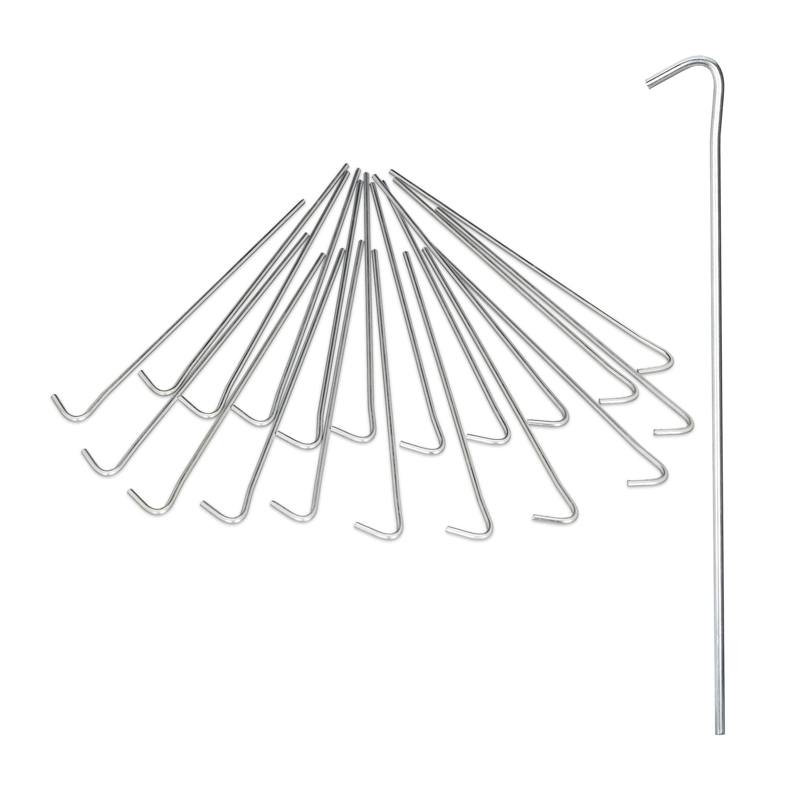 Piquets de Fixation Sol, Sardines, Lot de 200, Acier galvanisé, Tente de Camping, 22 cm, Résistantes, argenté | Piquet de fixation pour tente, à barbelés, 22 cm, en acier