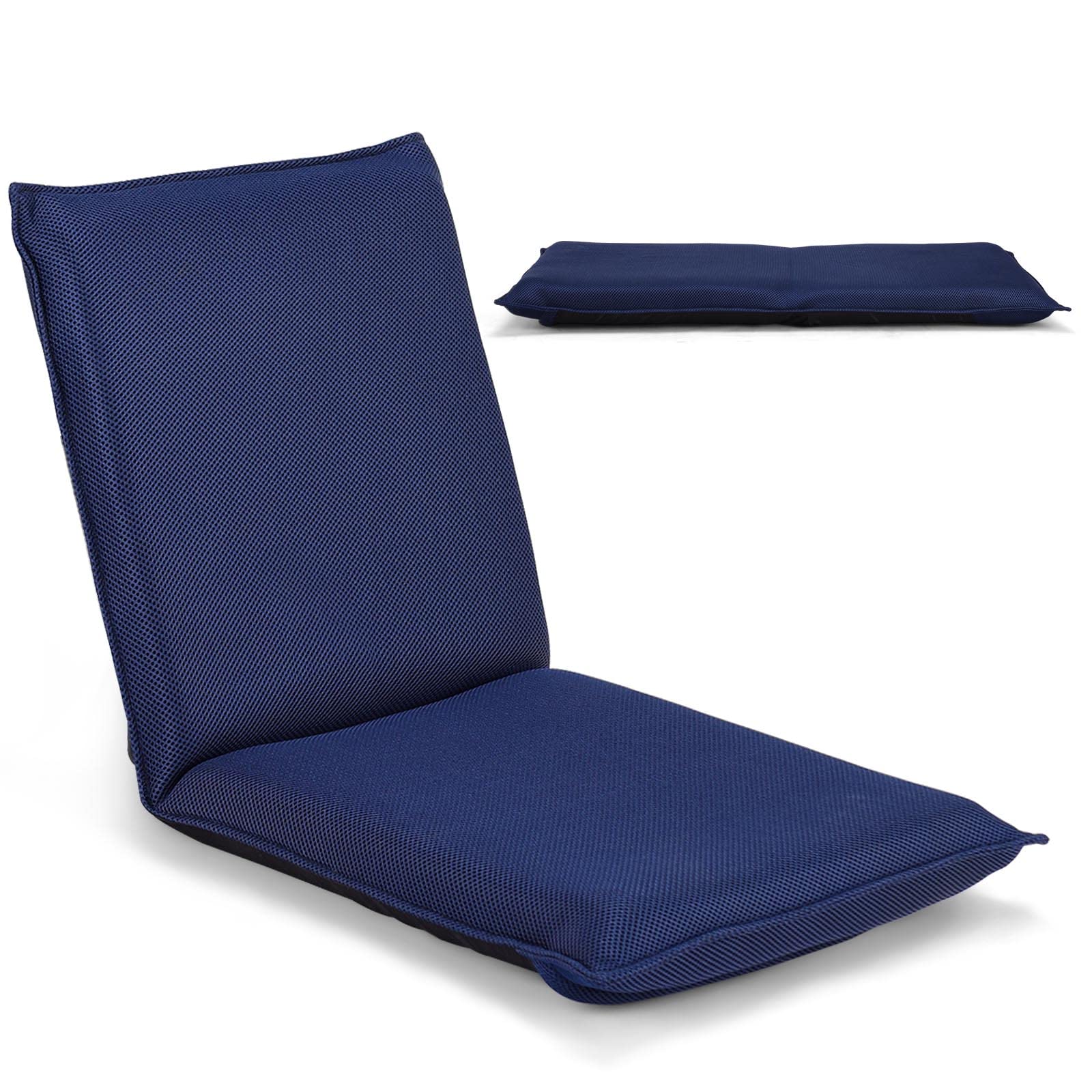 LIFEZEAL Silla de Suelo Plegable, sillón Lectura con Respaldo Ajustable de 6 Posiciones, Silla de Piso con Superficie de Malla, para Leer, meditación, Yoga (Azul)