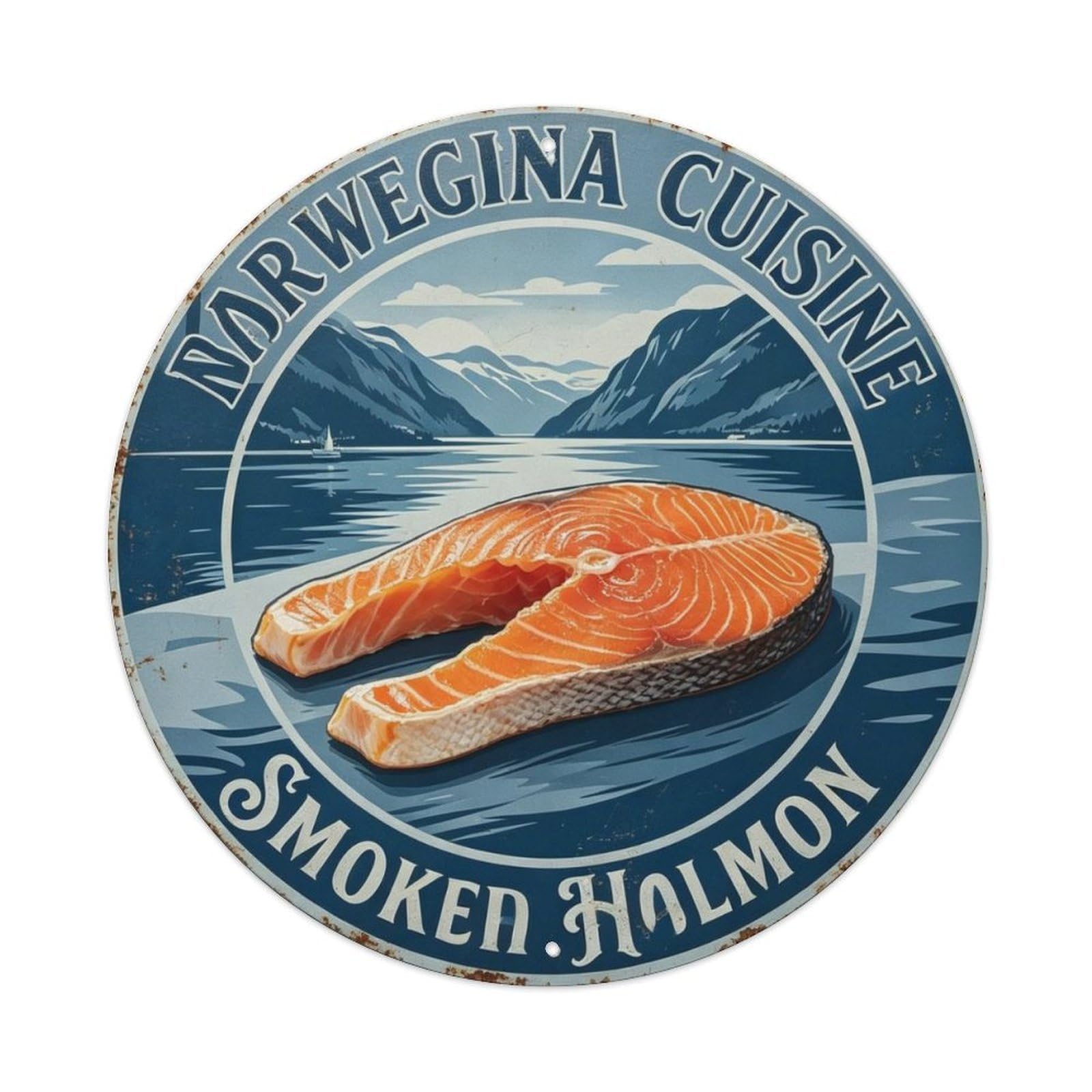 Norwegian Smoked Salmon Metal Tin Sign Plaque